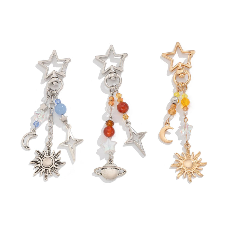 Boho Celestial Beaded Keychain Set