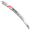 A close-up view of an ARC-EDGE 6 TPI CRV steel reciprocating saw blade for pruning.