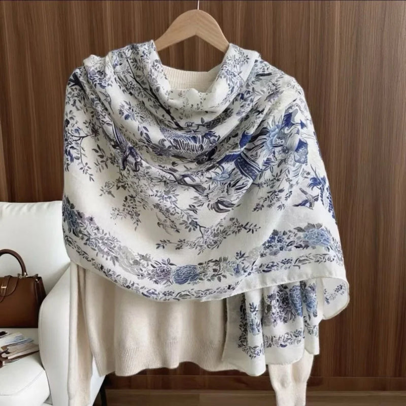 Large Color-Block Cotton-Linen Feel Scarf & Shawl