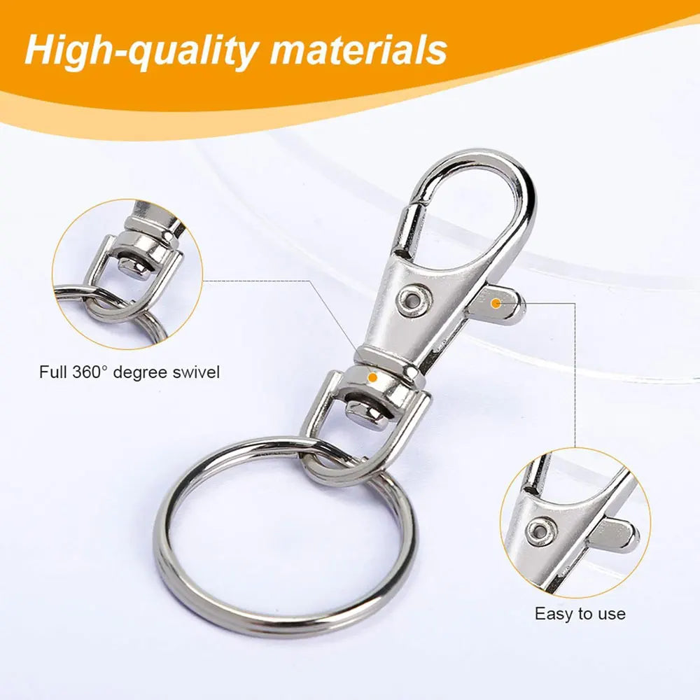 Swivel Snap Hooks with Key Rings – 50-Piece Metal Claw Clasps in Mixed Sizes