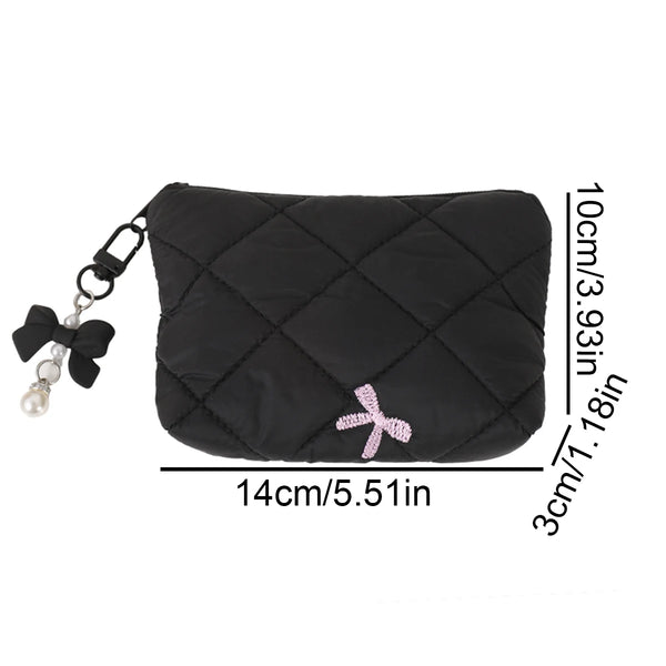 Quilted Bow Makeup Bag
