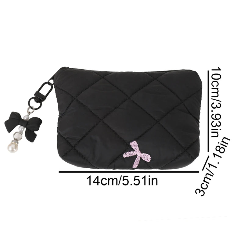 Quilted Bow Makeup Bag