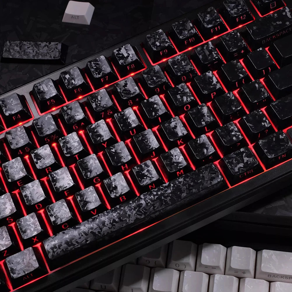 Carbon Fiber Textured Side-Printed Keycaps (CHERRY Profile)