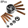 Stainless Steel Measuring Cup and Spoon Set with Wooden Handles