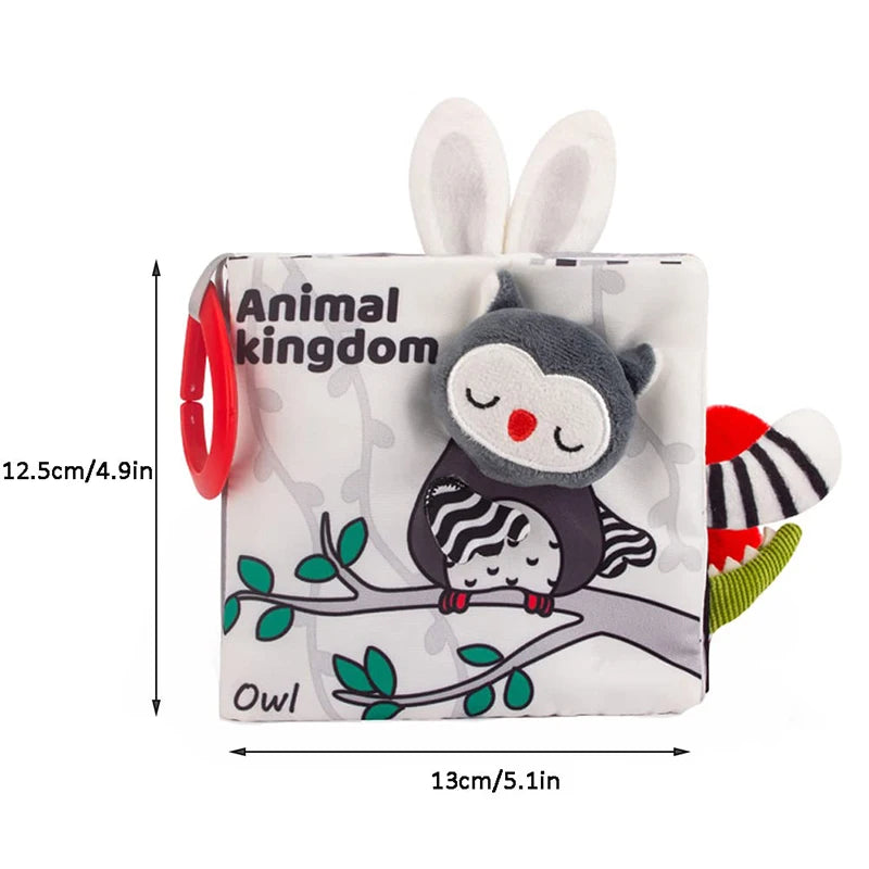 High-Contrast Soft Cloth Book with 3D Touch & Sensory Sounds for Babies 0-12 Months