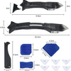 A set of multi-purpose caulking and sealing tools including various shaped plastic and metal tips.