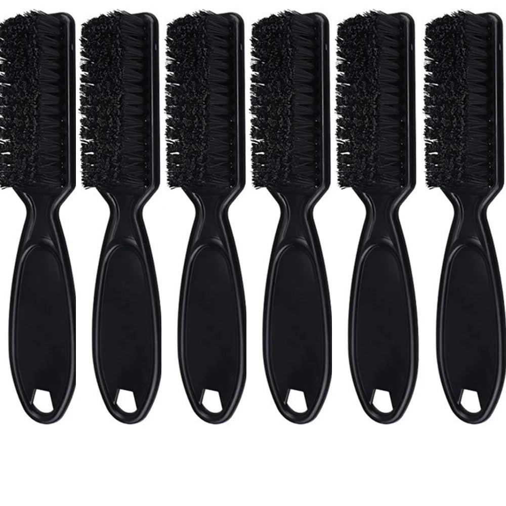 A set of five black grooming brushes for beard and hair care