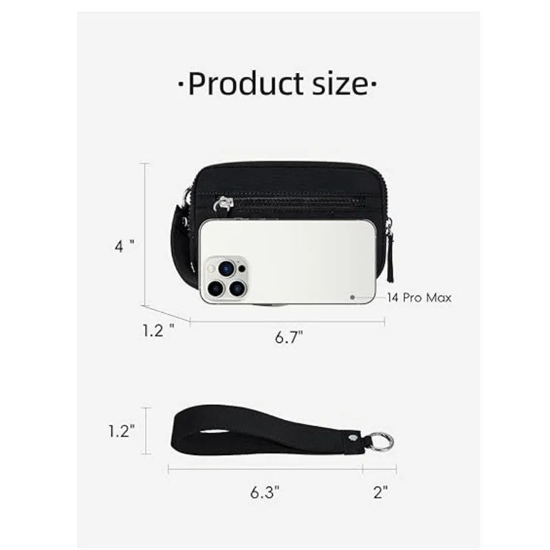 Nylon Quilted Wristlet Wallet with Three Zipper Compartments