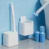 Disposable Toilet Brush Set with Wall-Mounted Holder and Refill Heads