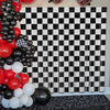 Black & White Checkered Foil Fringe Curtains for Racing Party Decor