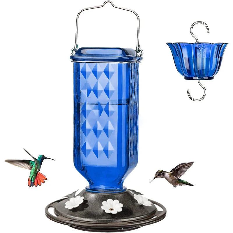 Hanging Glass Hummingbird Feeder with Ant Moat