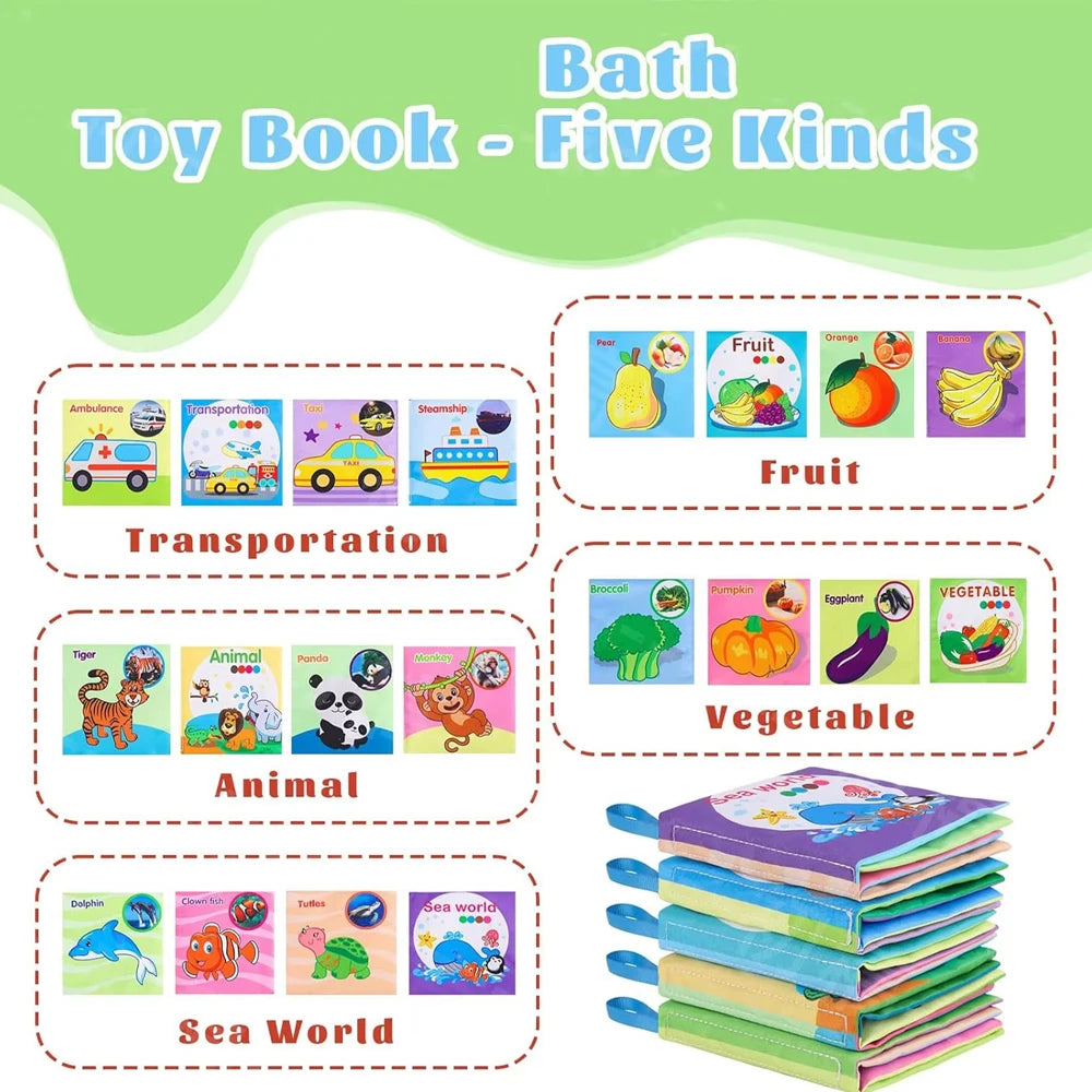 Sensory Cloth Books for Babies with Teether & Crinkle Pages