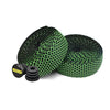 Two rolls of black silica gel handlebar tape with a green honeycomb pattern