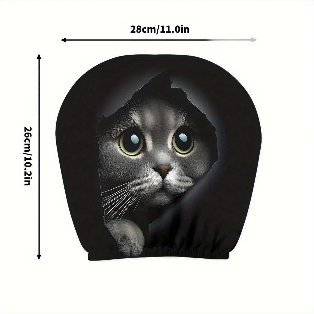 Cat Print Car Headrest Cover (Set of 2)