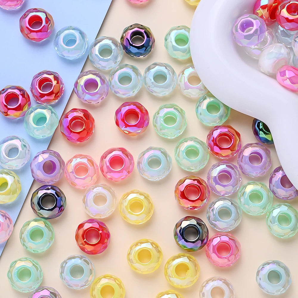 Multicolor Faceted Acrylic Spacer Beads for Jewelry Making