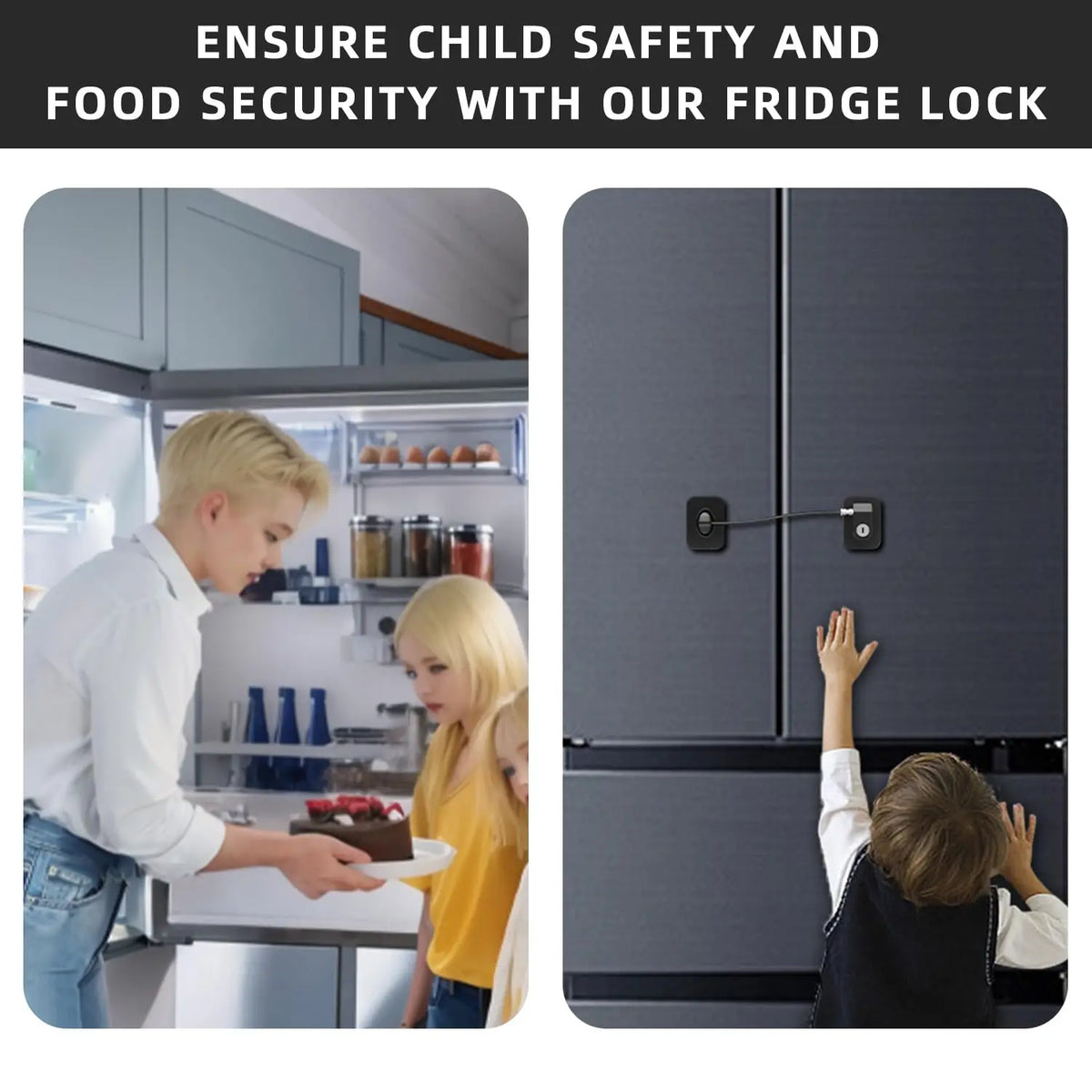 Child Safety Refrigerator Lock with Silicone Wire Protection