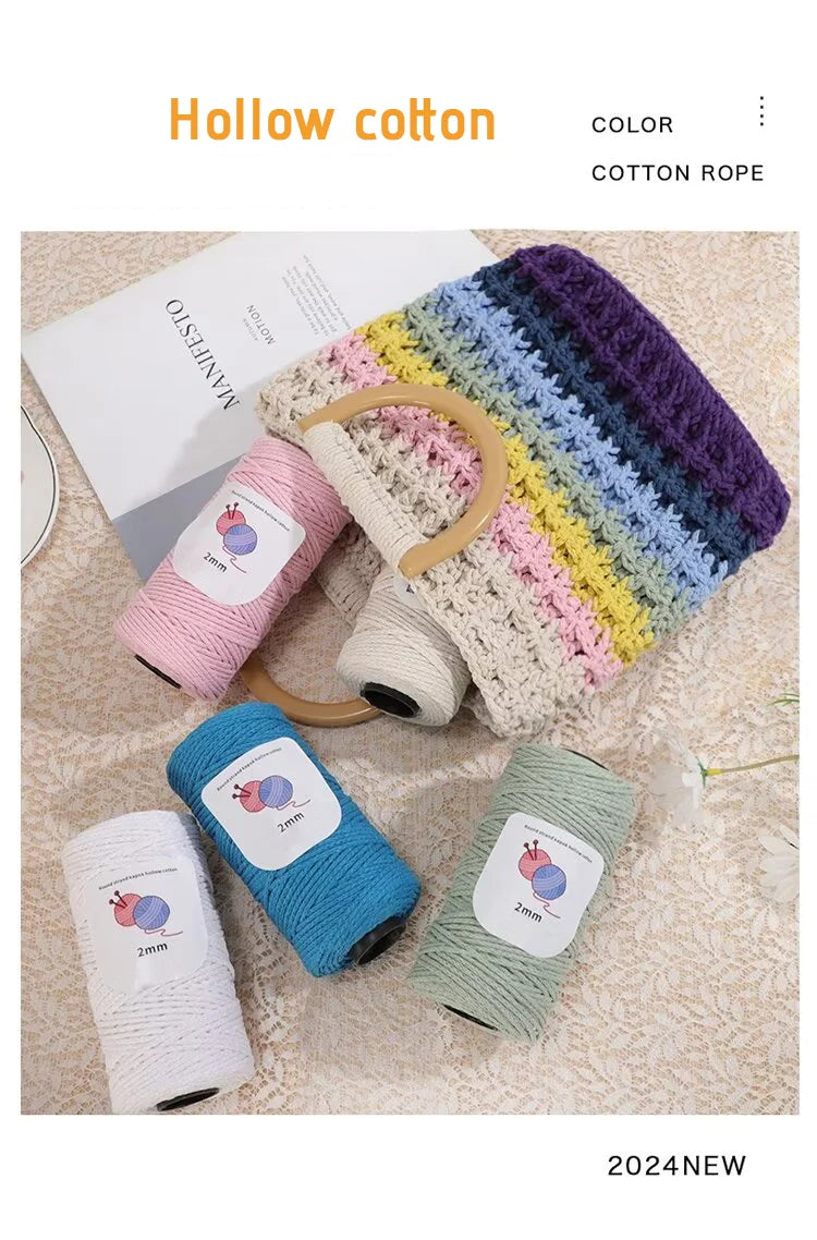 100% Cotton Hollow Yarn for Knitting & Crochet