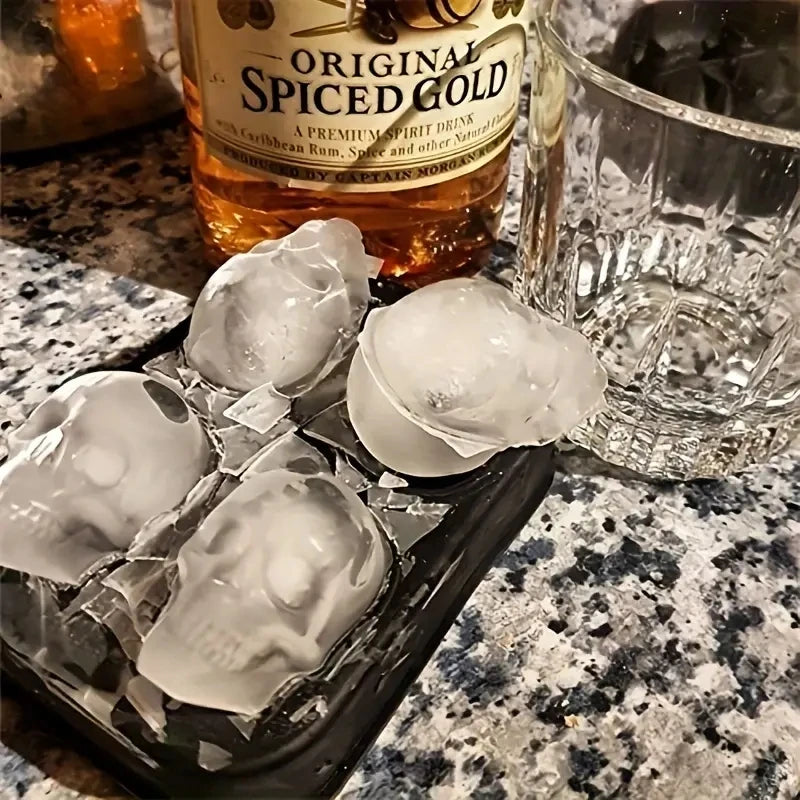 Skull and Diamond Silicone Ice Cube Mold Tray with Lid