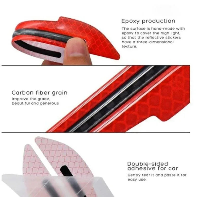 Red epoxy production strips with carbon fiber grain texture and a double-sided adhesive for car use