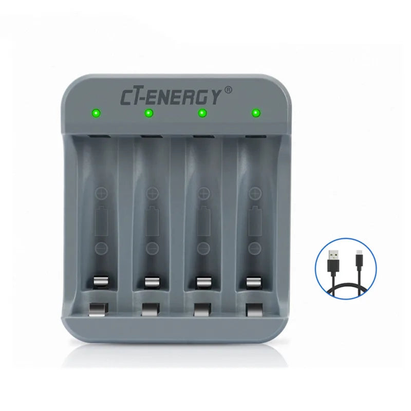 4-Slot Fast Charger for AA/AAA Lithium Batteries with LED Indicator