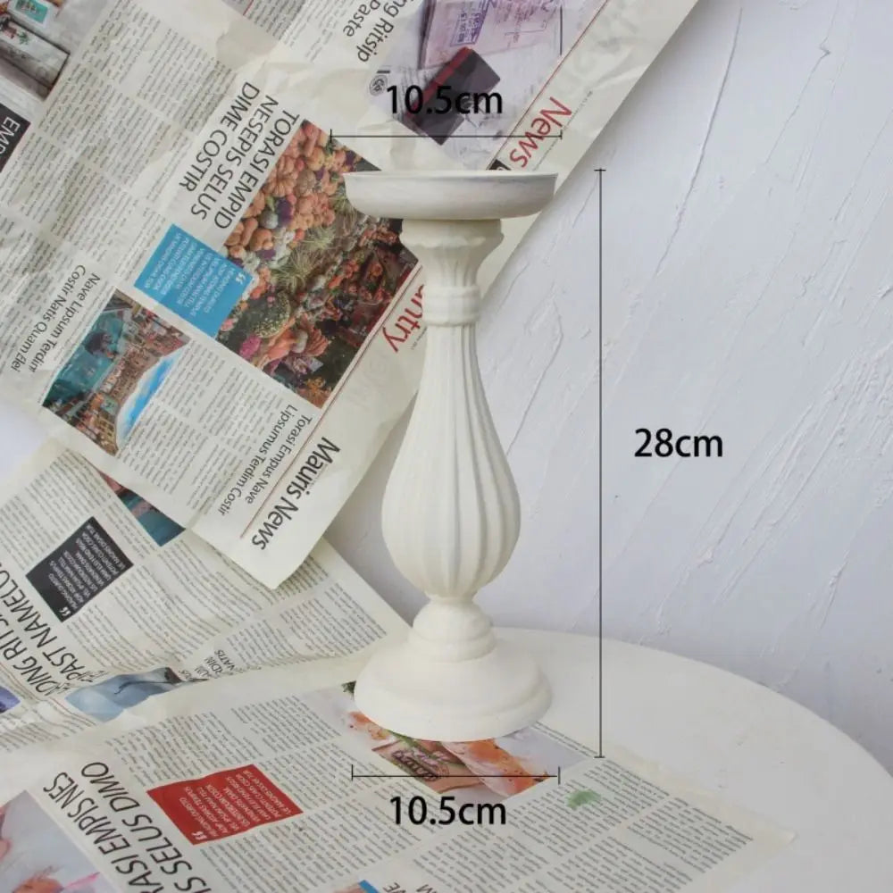 Set of 3 Wooden Candlestick Holders - Antique Style Decor