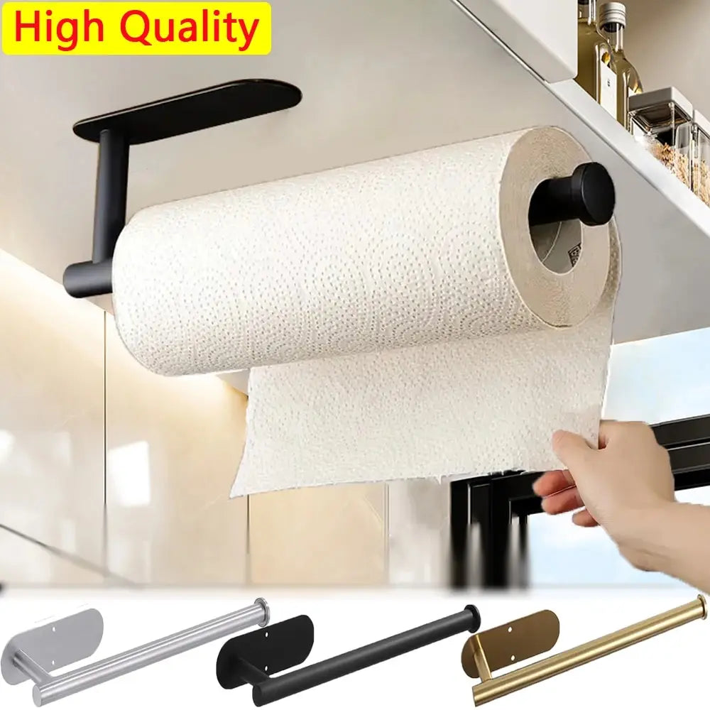 Stainless Steel Adhesive Paper Towel Holder for Kitchen & Bathroom