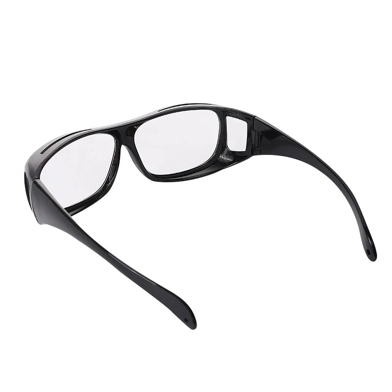 A pair of black ergonomic reading magnifying glasses with a wide lens.