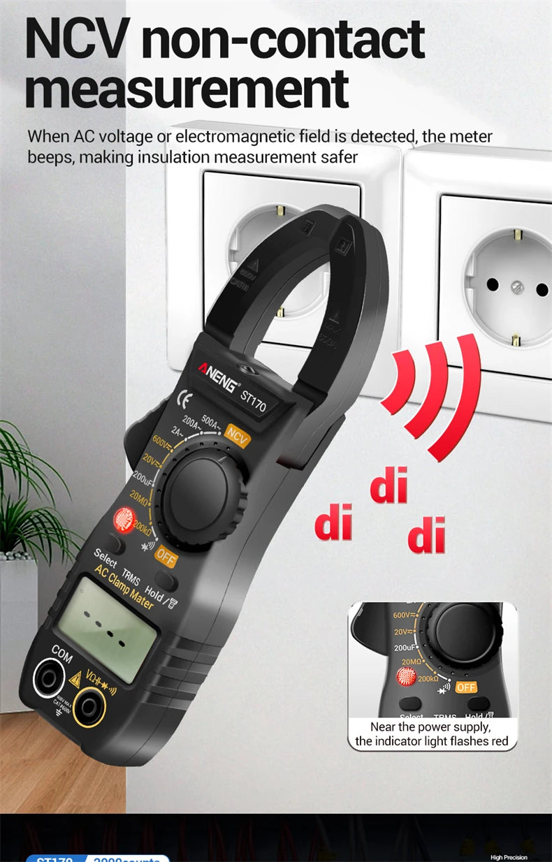 Digital Clamp Meter with Non-Contact Voltage Tester