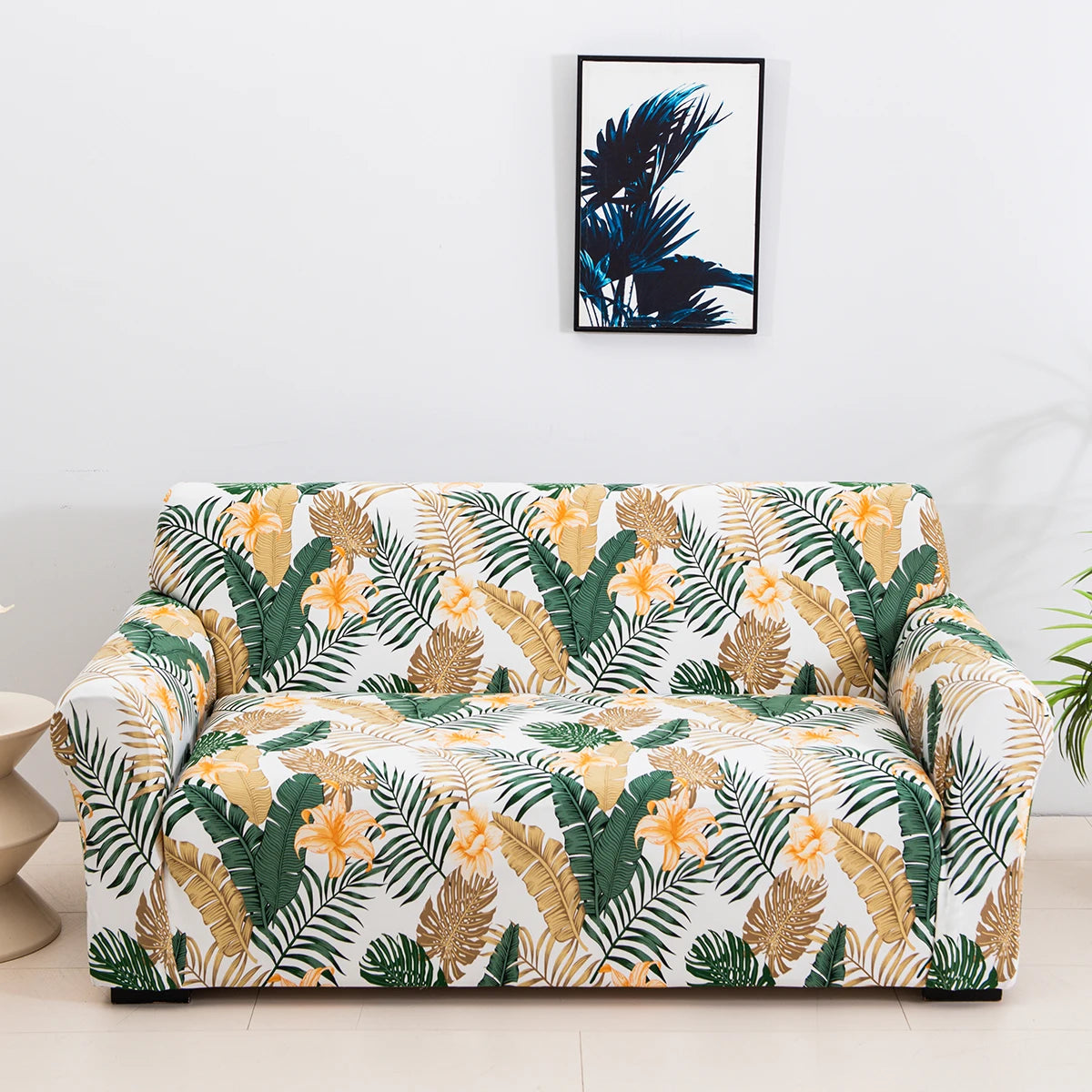 Floral Print Stretch Sofa Cover with Elastic Edge