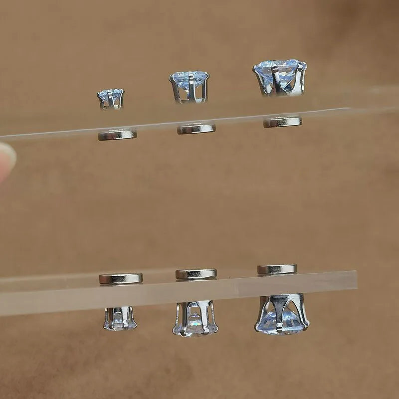 Strong Magnetic Non-Piercing Earrings with Cubic Zirconia