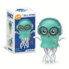 A green Jellyfish toy with large glasses and tentacles is shown next to its packaging box.