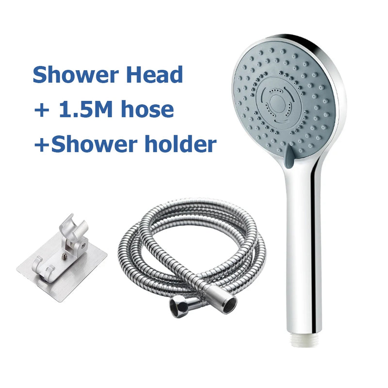 5-Mode Chrome Shower Head with Hose & Bracket