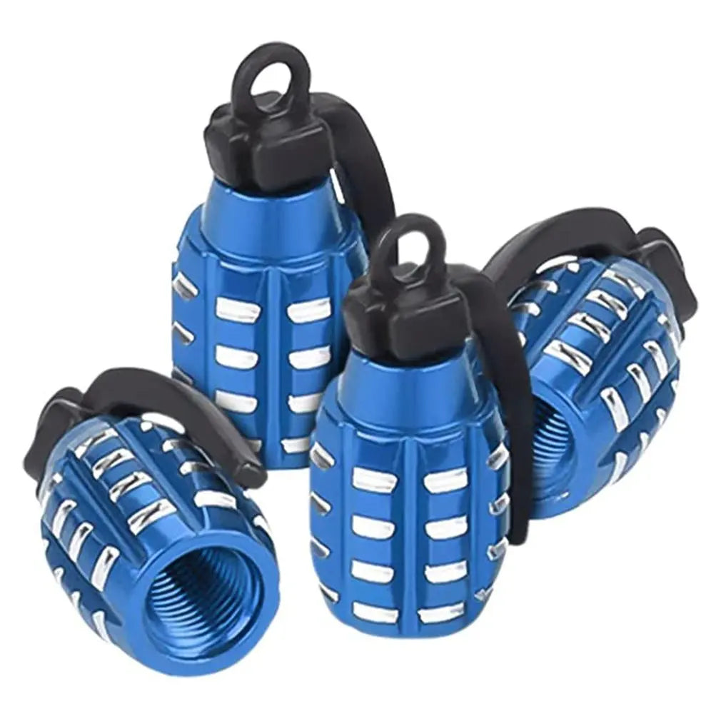 Aluminum Grenade-Style Tire Valve Caps (Set of 4)