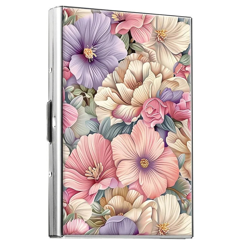 Elegant Floral Metal Card Holder with RFID Protection