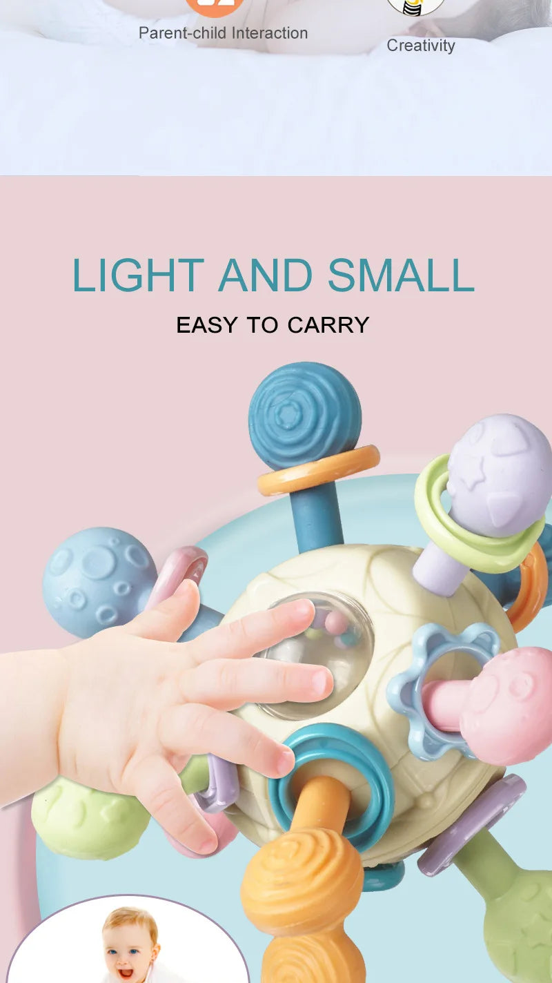 Baby Sensory Rattle Ball with Silicone Teether