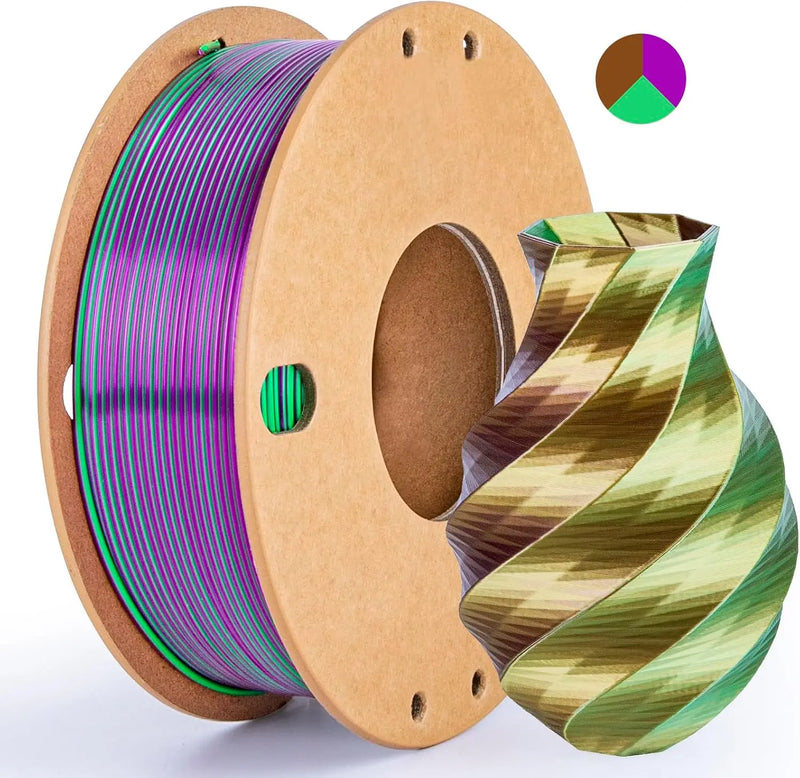 Dual & Tri-Color Silk PLA Filament for 3D Printing