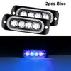Two blue LED strobe side marker lights shown in a close-up view.
