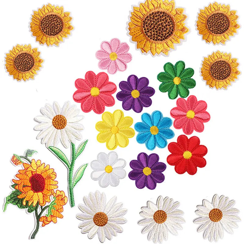 Embroidered Flower Iron-On Patches Set for Clothing & Accessories