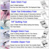 11-Piece Snap-On Presser Foot Set for Low Shank Sewing Machines