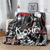 A black and white graphic fleece throw blanket featuring My Chemical Romance band imagery.