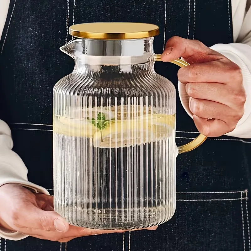 1.8L Borosilicate Glass Pitcher with Lid for Cold Drinks