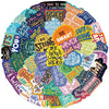 A colorful circle of inspirational English quotes and affirmations stickers for DIY decoration