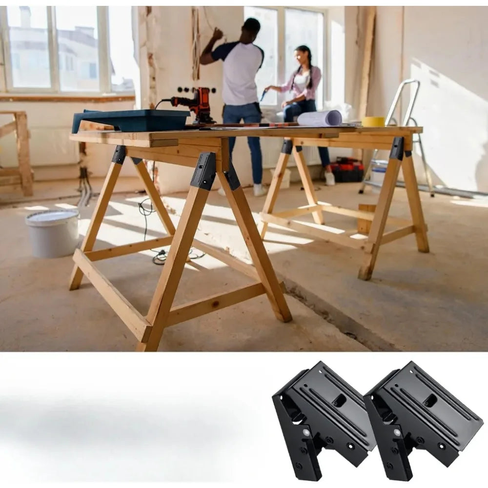 Heavy-Duty Sawhorse Brackets for Woodworking Workbenches