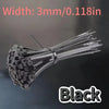 A bundle of black heavy-duty self-locking nylon cable ties with a width of 3mm.