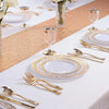 Elegant White Disposable Dinner Plates with Silver Lace Design