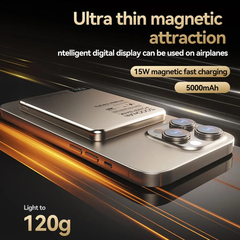 Slim Magnetic Wireless Power Bank with Digital Display