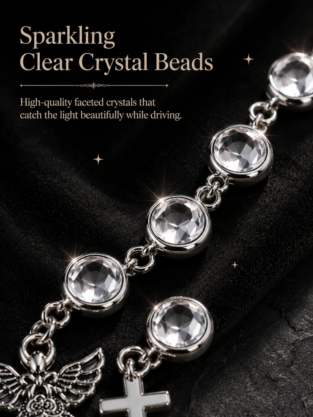 Crystal Angel & Cross Car Charm