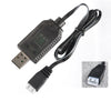 A black USB smart charger cable with a connector for Li-ion battery packs.