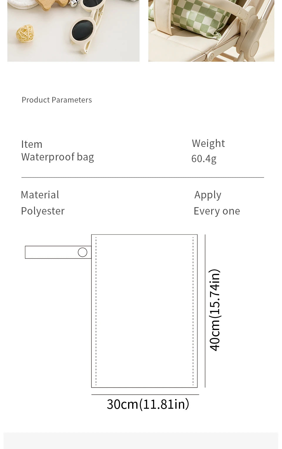 Waterproof Reusable Diaper Cover Wet Bag with Hanging Strap