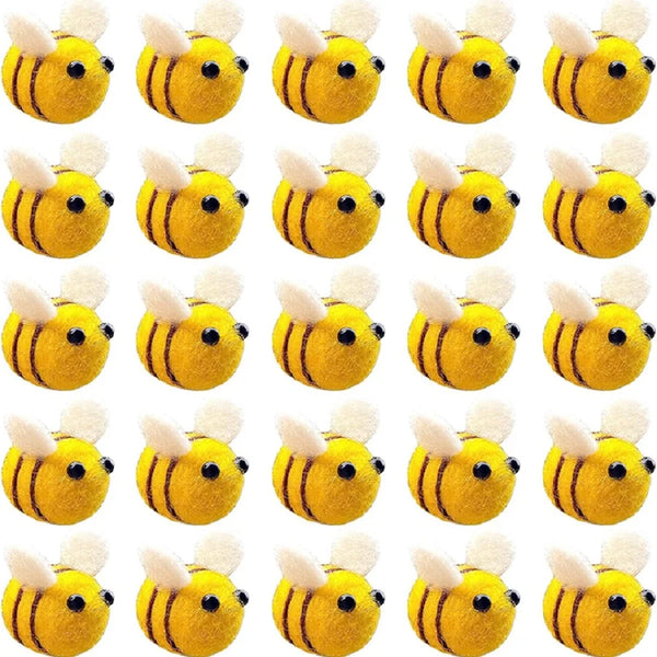 Wool Felt Bee Pompom Decorations for Crafts and Party